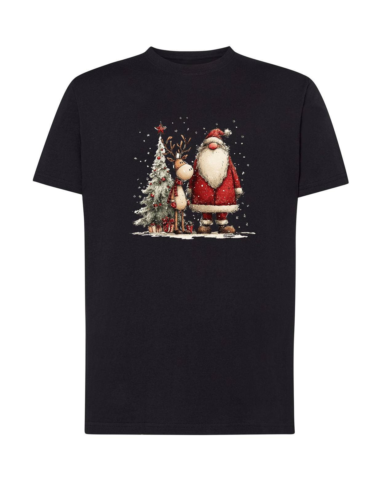 Koszulka Mikołaj z Reniferem i Choinką