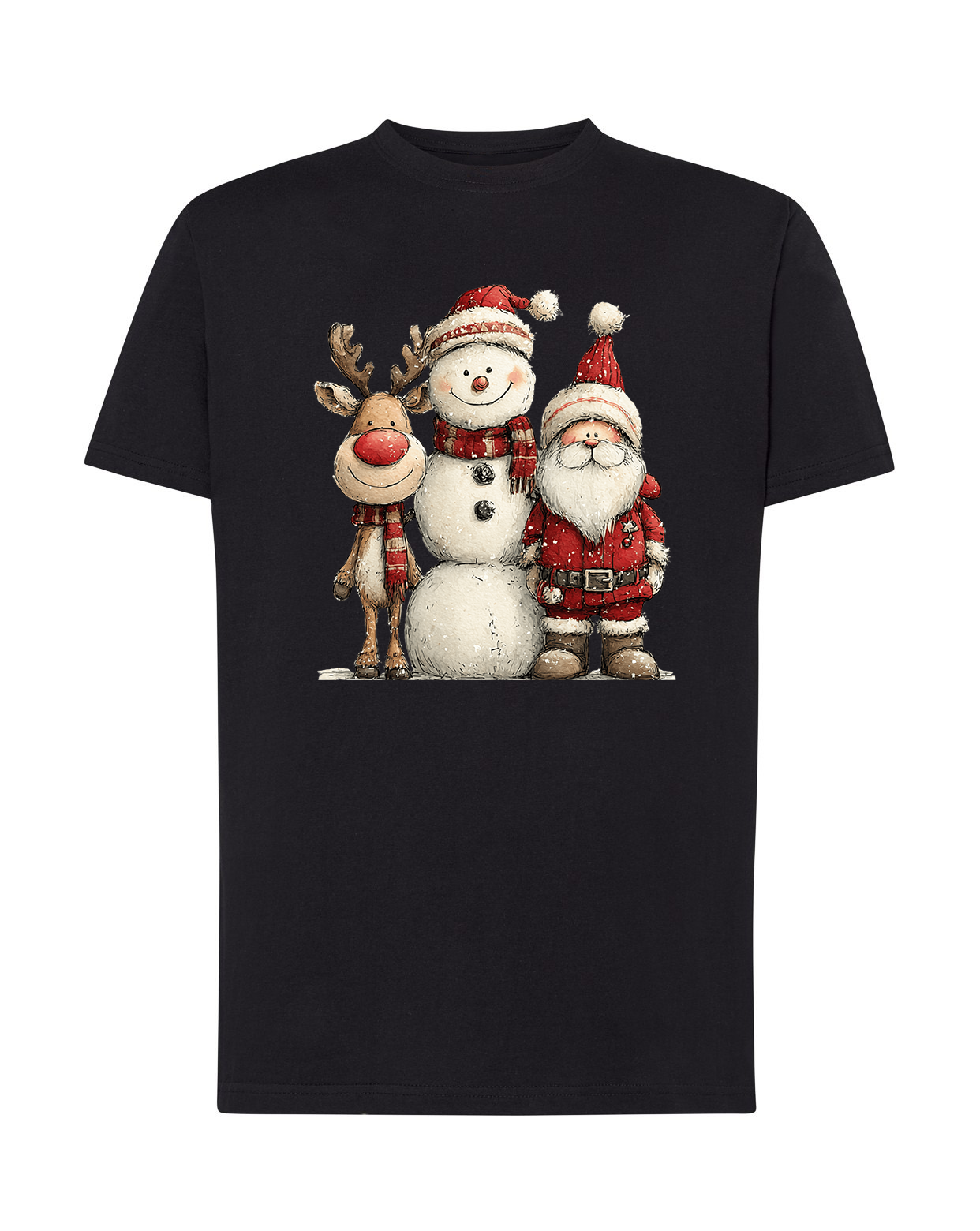 Koszulka Dziecięca Mikołaj z Bałwanem i Reniferem